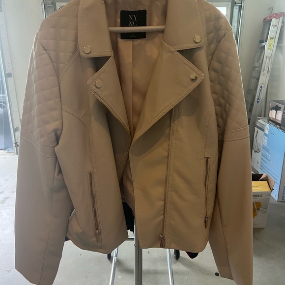 New York & Company Jackets & Blazers - New York & Company Beige Quilted Leather Jacket